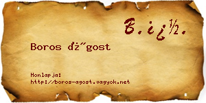 Boros Ágost névjegykártya